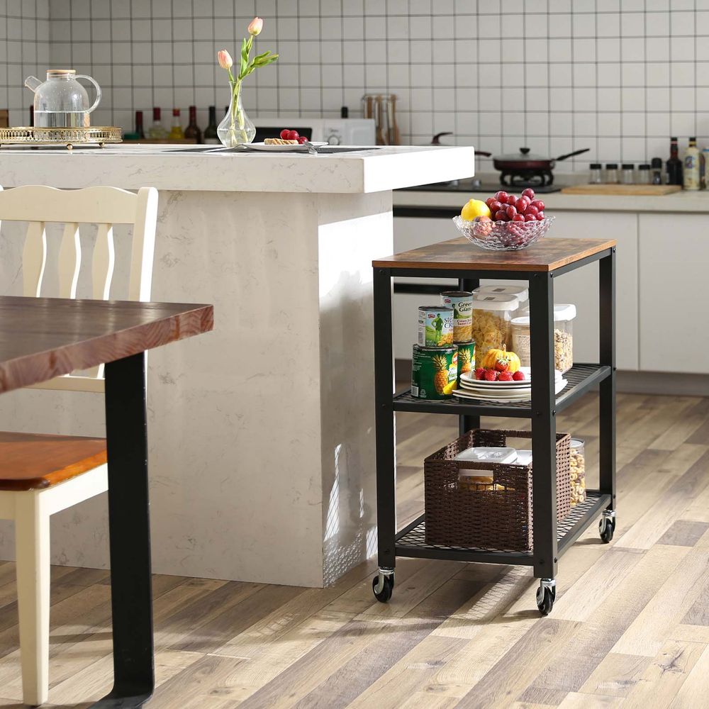 Nancy's Laranjeiro Kitchen Trolley - Kitchen Cart - Trolley - Brown / Black - ± 60 x 40 x 80 cm