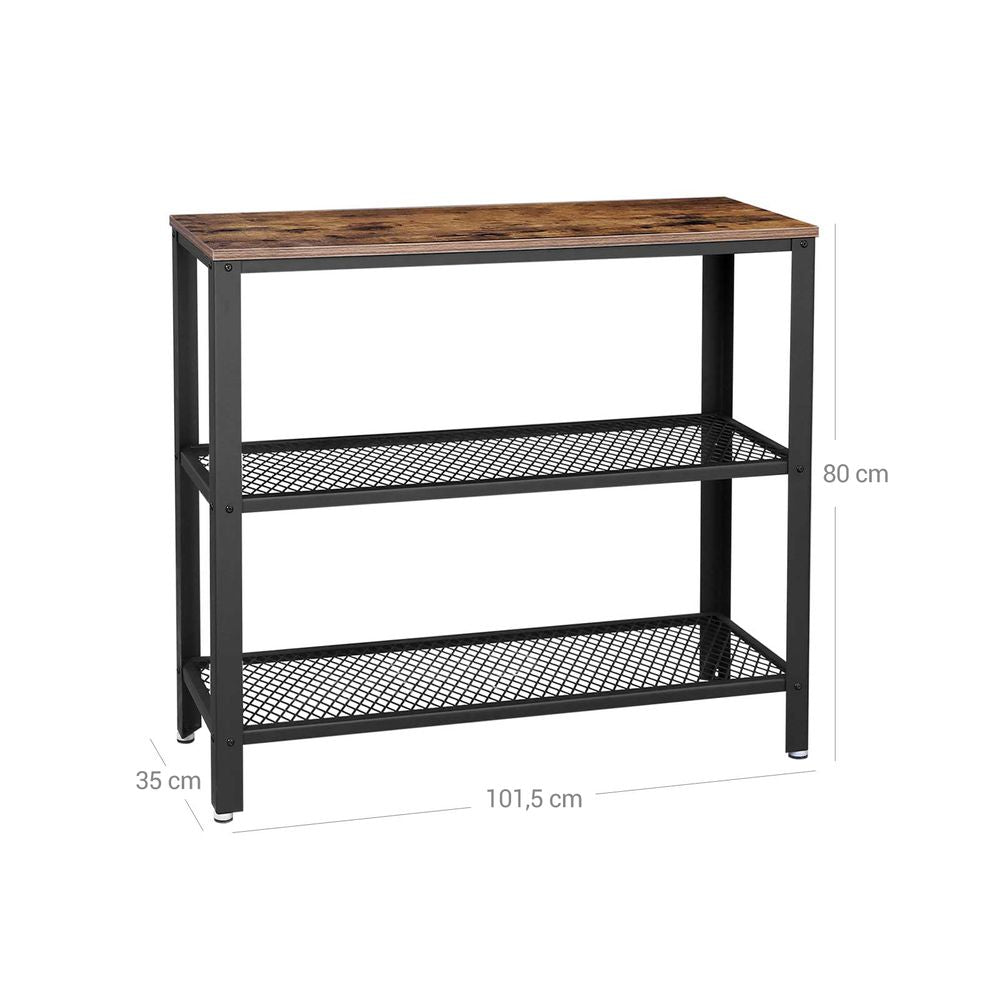 Nancy's Stony Consoletafel - Zwart - Bruin - Industrieel - Dressoir - Bijzettafel - 101,5 x 35 x 80 cm L x B x H