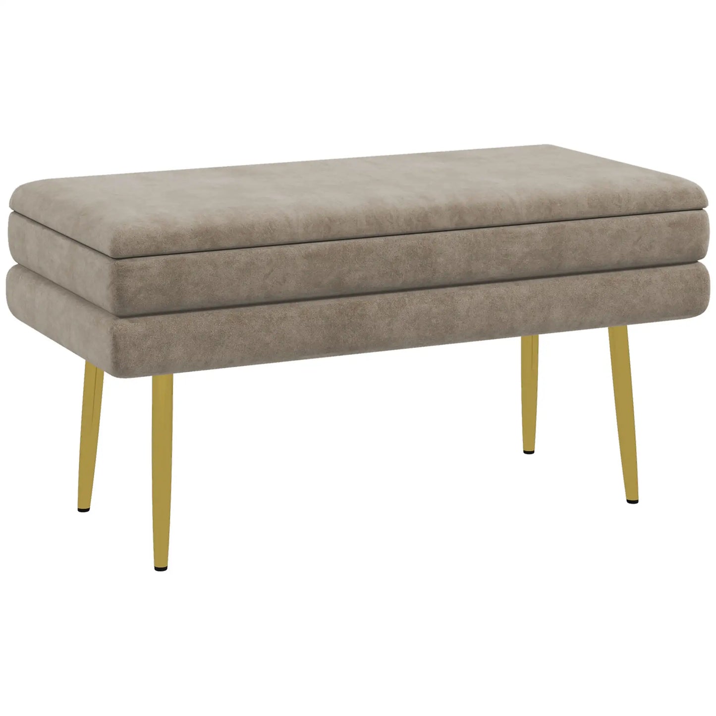 Nancy's Lavagna Bankje - Opbergbank - Beige - Polyester - ± 80 x 35 x 45 cm