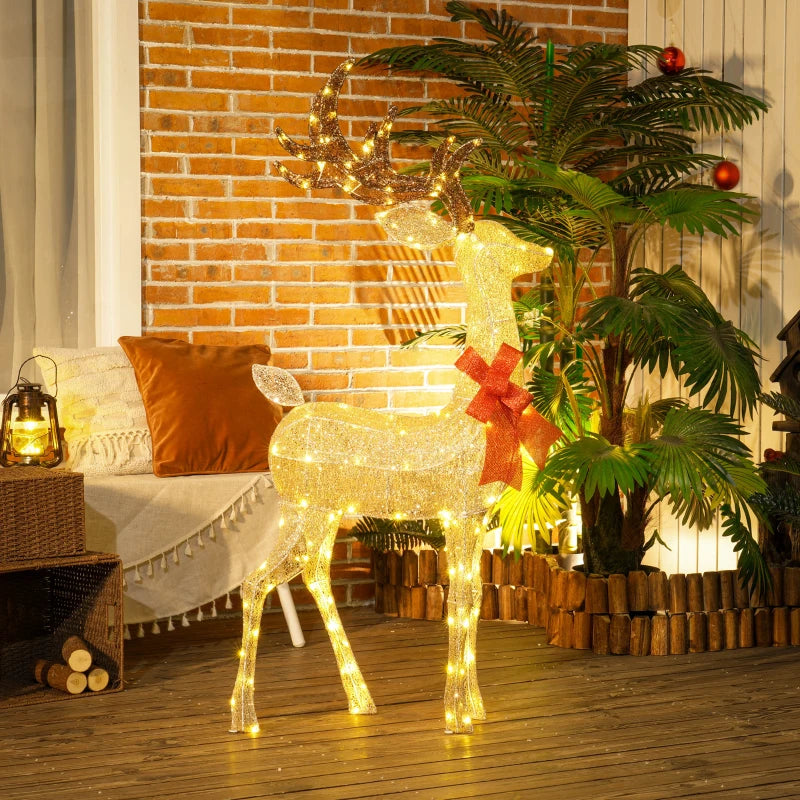 Renne Souselo de Nancy avec éclairage LED - Lumières de Noël - Décoration de Noël extérieure - Or