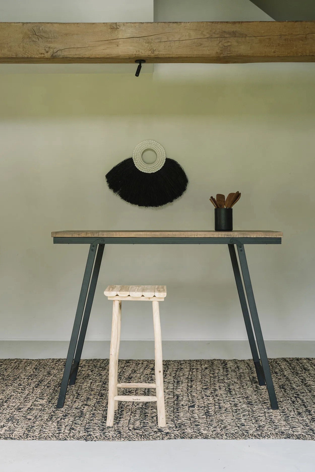 Bazar Bizar Shell Alang Alang - Zwart - Raffia - Schelpen - ± 60 x 85 cm