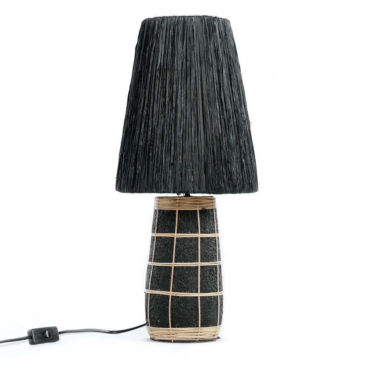 Bazar Bizar Naxos Table Lamp - Black Natural - Terracotta - Grass