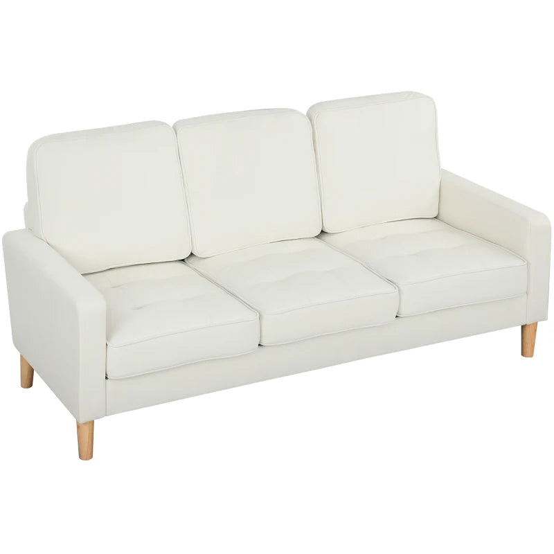Nancy's Minozzo 3-Zitsbank - Driepersoonsbank - Bank 3 personen - Crèmewit - Fluweel - ± 185 x 80 x 80 cm