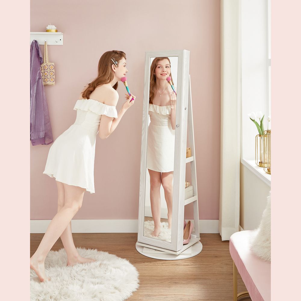 Nancy's Panorama City Jewelry Cabinet With Mirror - Mirror Cabinet - Jewelry Cabinet - ± 55 x 55 x 160 cm