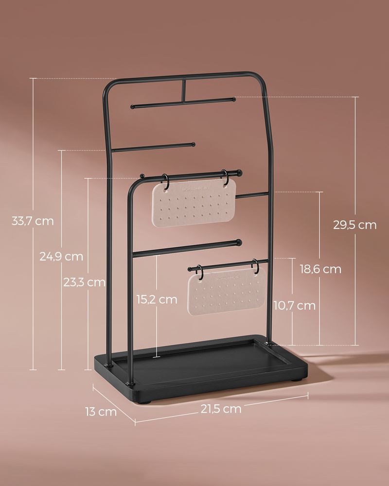 Nancy's Casegas Sieradenhouder - Sieraden rek - Sieradenstandaard - Zwart - Staal / Fluweel - Nancy Homestore