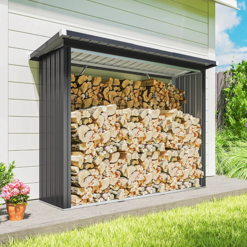 Nancy's Morfasso Haardhout Opslag - Brandhoutopslag - Houtopslag - Haardhoutrek - Grijs - Staal