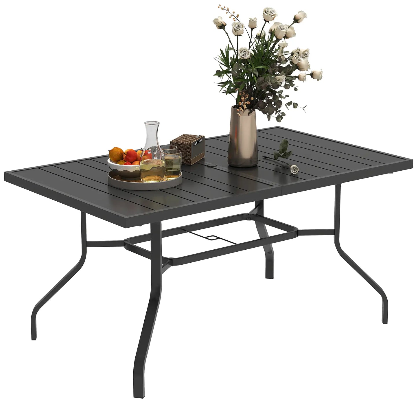 Nancy's Fontaniva Tuintafel - Terrastafel - Eettafel voor buiten - Zwart - Staal - ± 150 x 90 x 75 cm