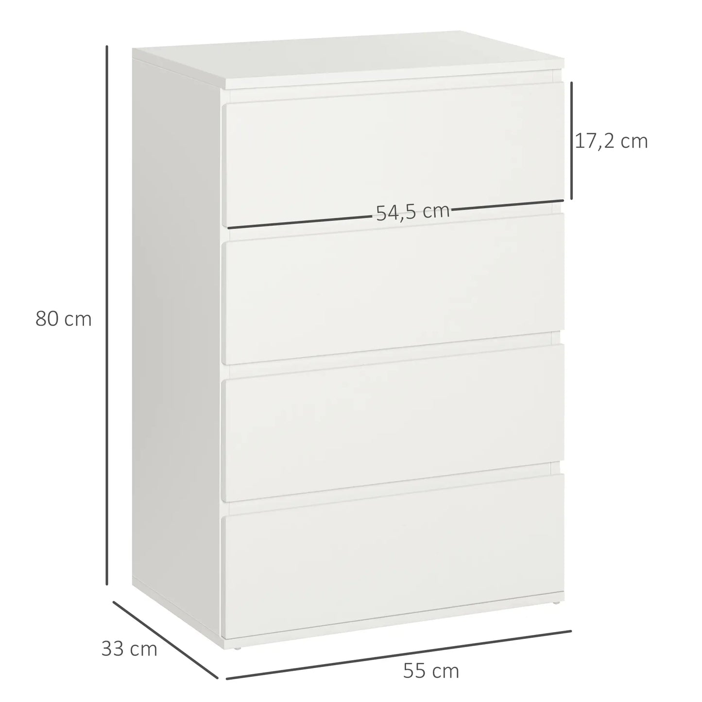 Nancy's Fiastra Commode - Dressoir - Opbergkast - Wit - ± 55 x 35 x 80 cm