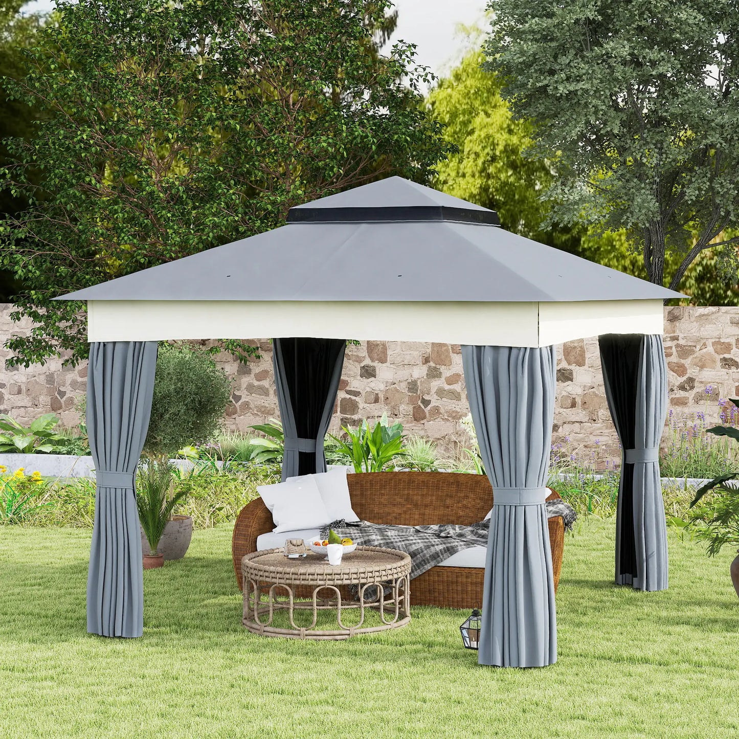 Nancy's Calatabiano Paviljoen - Tuinpaviljoen - Tuinprieel - Grijs - ± 300 x 300 x 270 cm