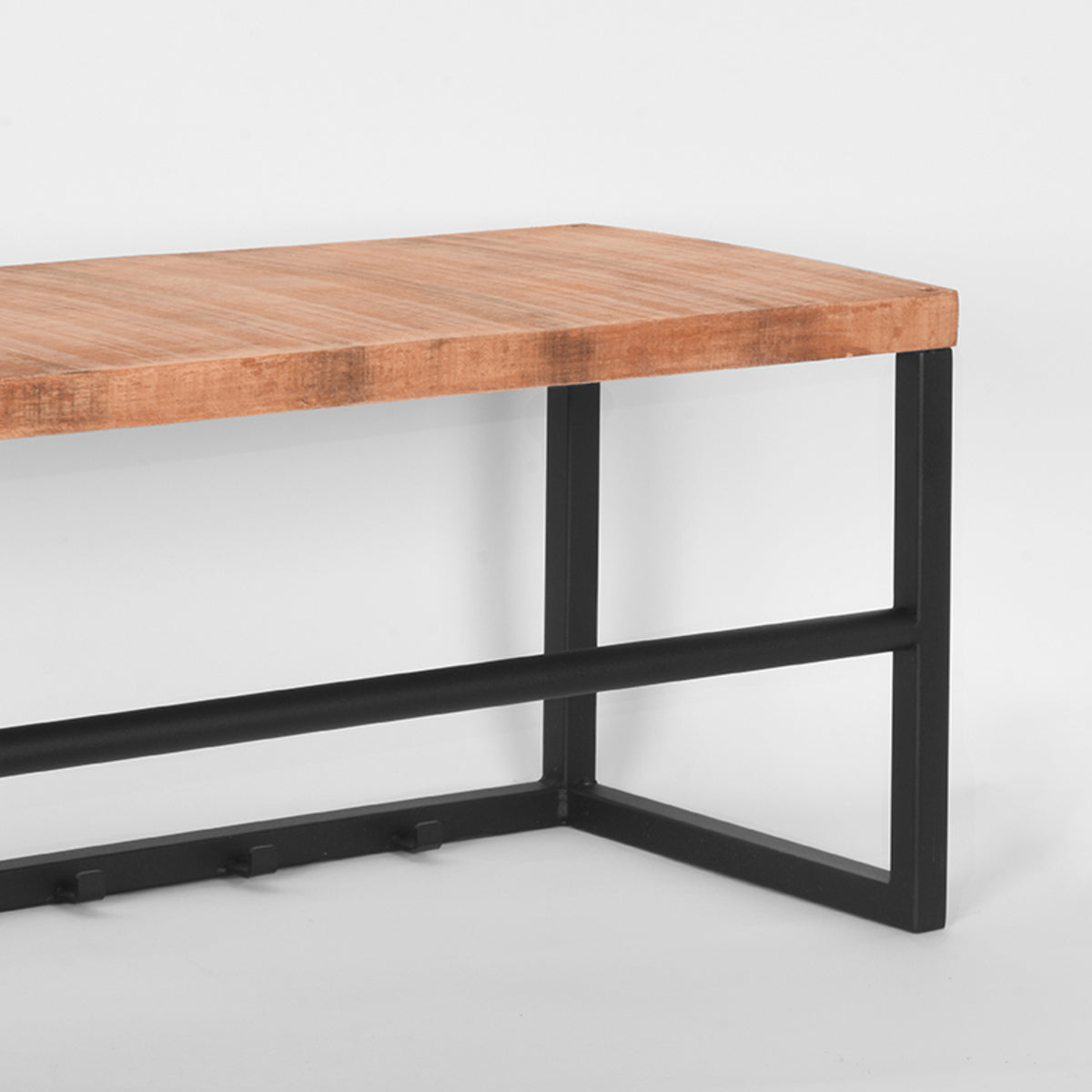 Tweedekans Nancy's Kapstok Swing - Muurkapstop met haken - Ophanghaken - Kapstokken - Industrieel - Mangohout - Rough - Zwart - 80 x 30 x 30 cm