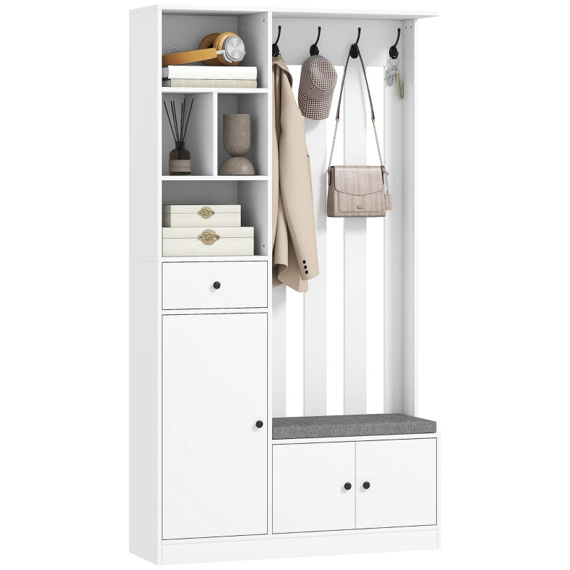 Nancy's Paularo Wandgarderobe - Kledingrek - Garderobekast - Wit / Grijs - 100 x 30 x 180 cm