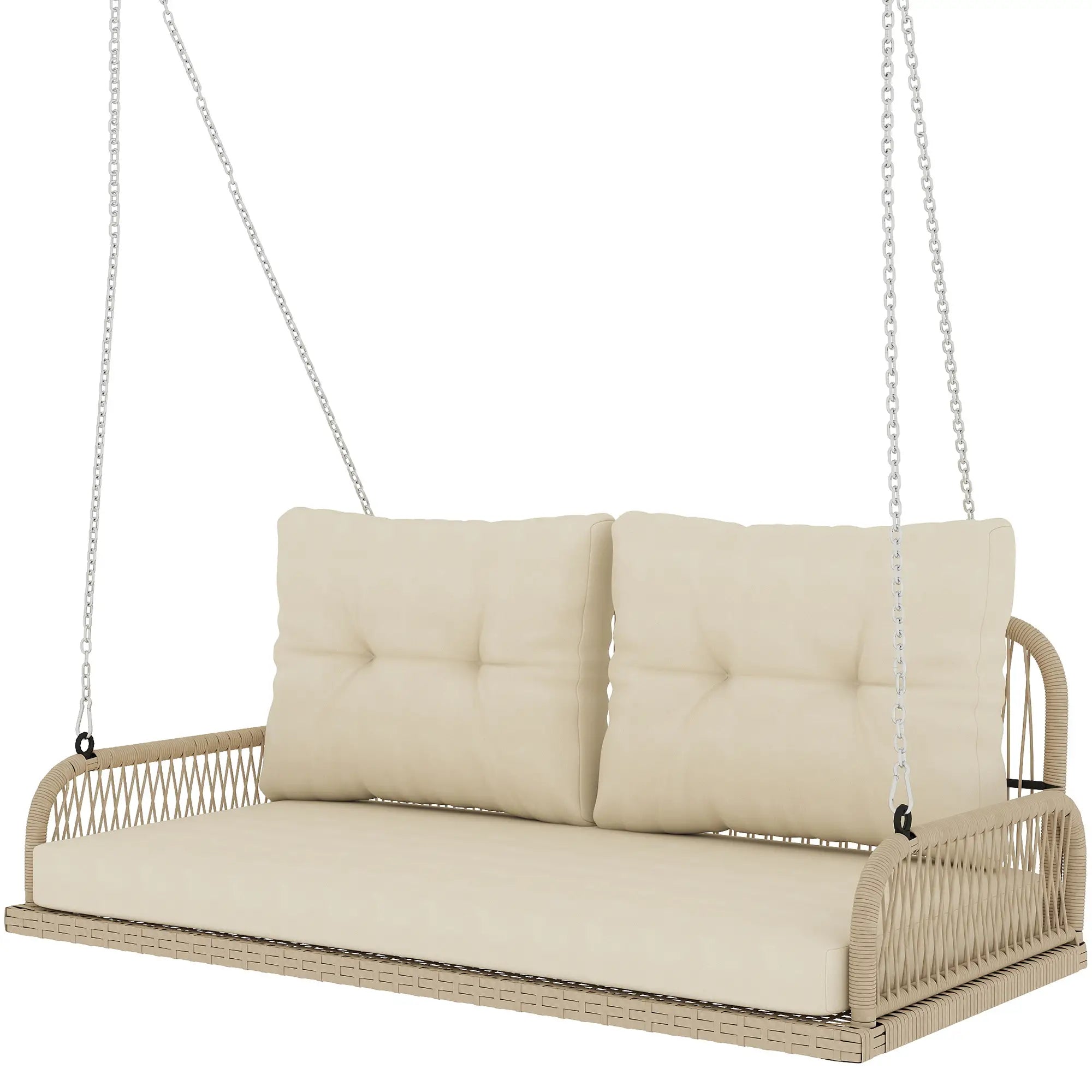 Nancy's Corciano Schommelbank - Tuinschommel - Hollywood schommel - Hout / Beige - ± 1150 x 65 x 45 cm