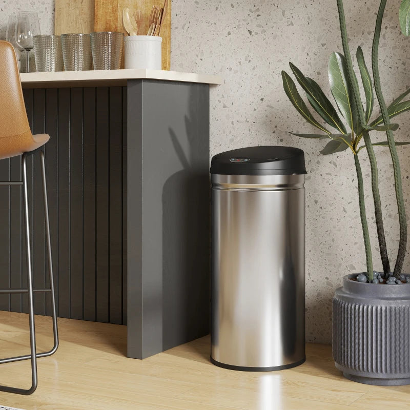 Nancy's Moie Sensor Prullenbak - Sensor Afvalbak - Automatische Prullenbak - Zilver/ Zwart - 42 Liter