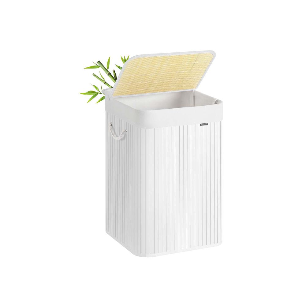 Nancy's Micigliano Wasmand - Wasbox - Uitneembare Waszak - Wit - Bamboe - 95 Liter