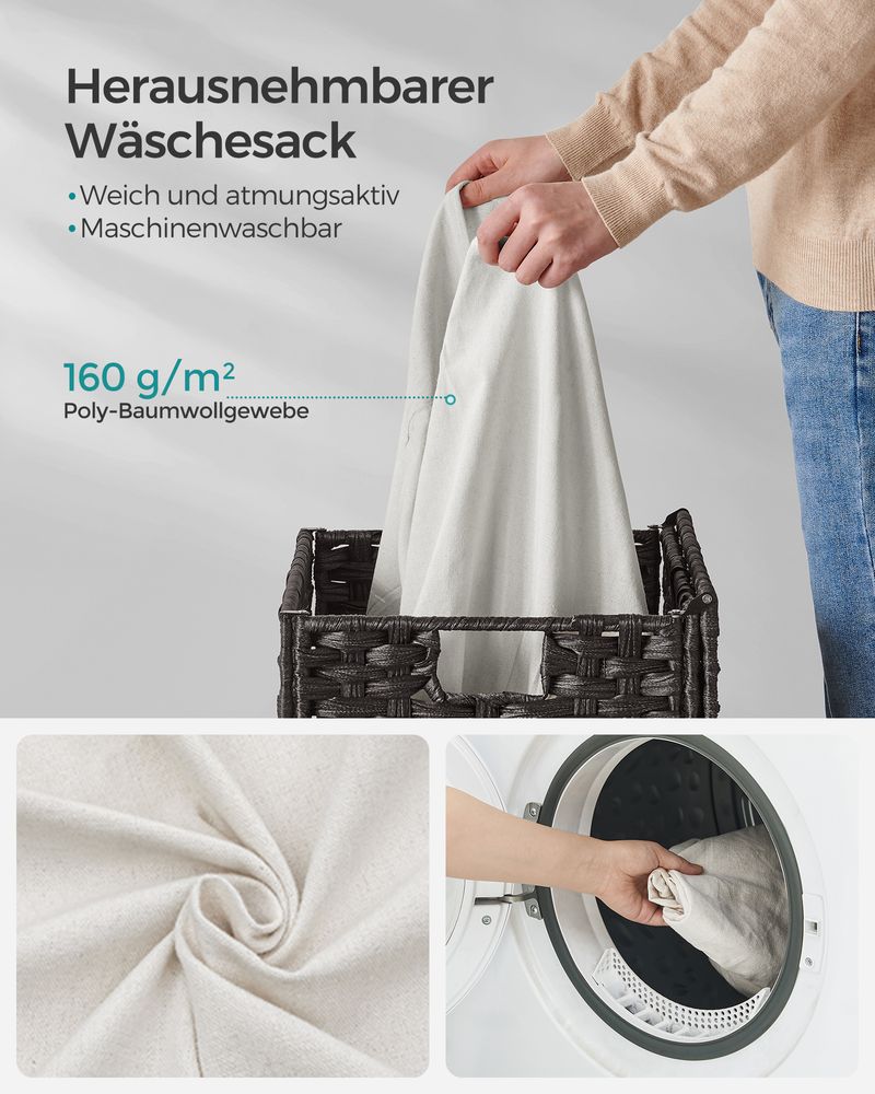 Nancy's Wasmand - Wassorteerder - Handgevlochten kunststof - 90L - Zwart
