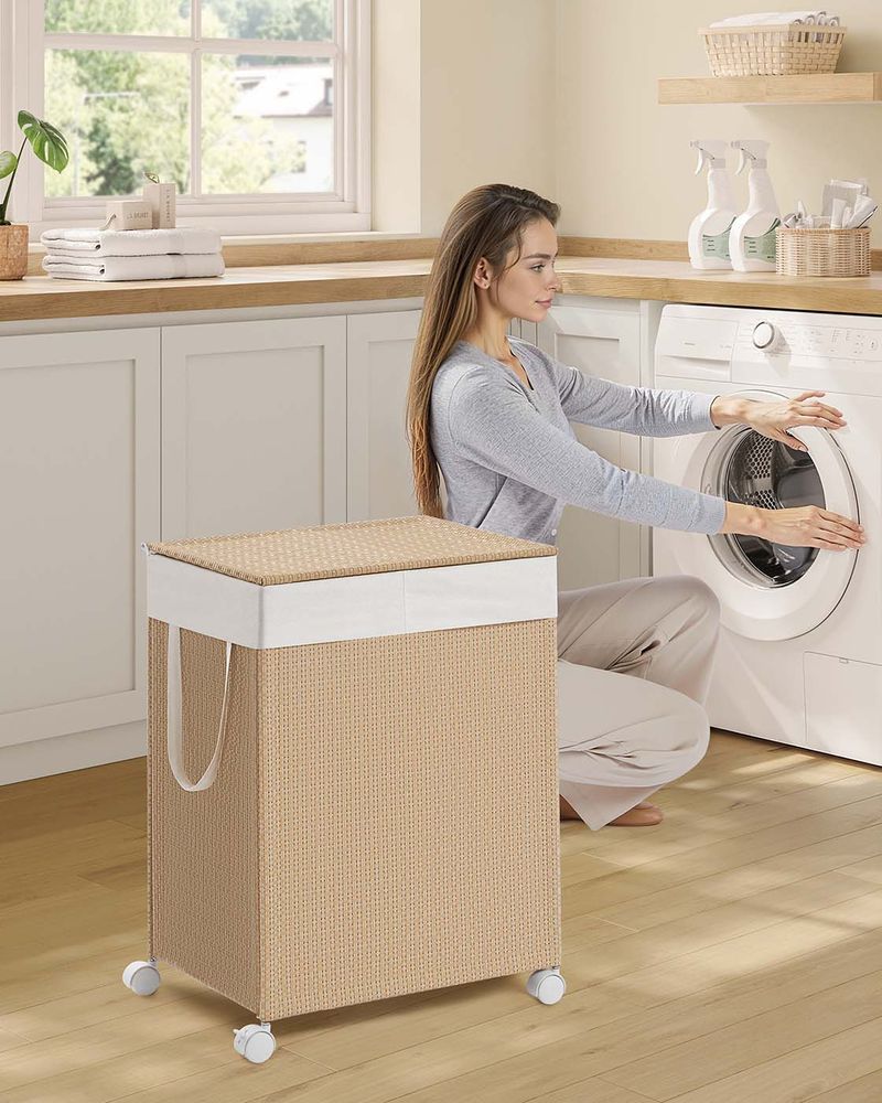 Nancy's Gressan Wasmand - Wasbox - Wassorteerder - 2 Vakken - Beige - 100 Liter