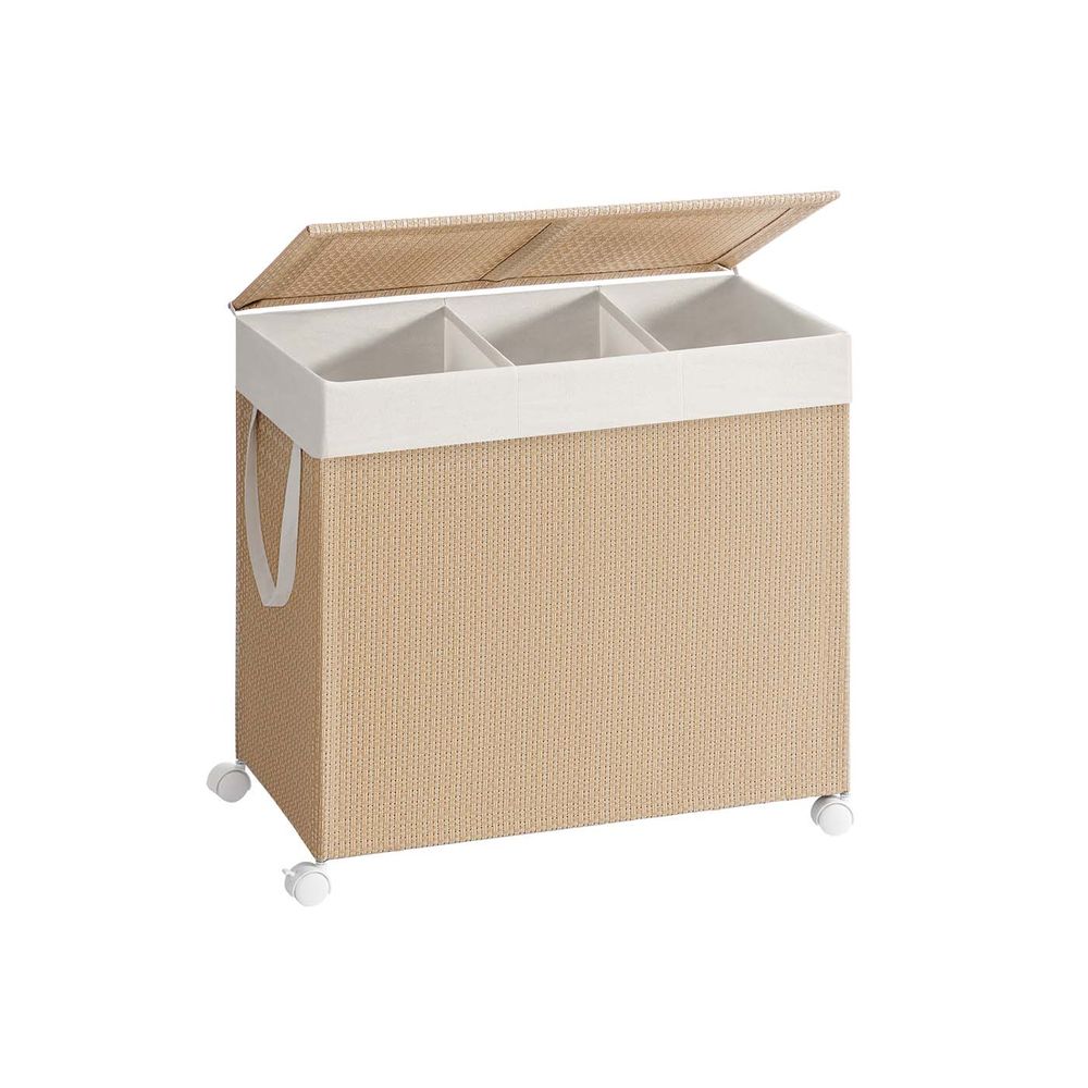 Nancy's Grezzana Wasmand - Wasbox - Wassorteerder - 3 Vakken - Beige - 140 Liter