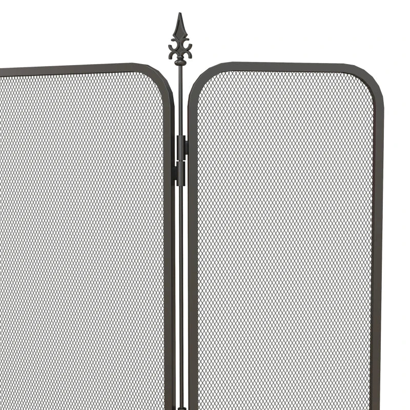 Nancy's Antuzede Haardscherm - Openhaardrek - Vonkenscherm - Zwart - Staal - ± 95 x 1 x 55 cm