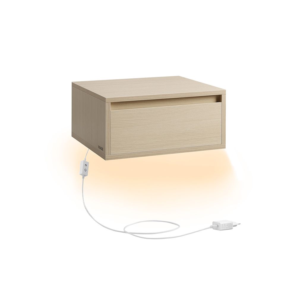 Nancy's Bova Bedside Tables Set of 2 - Floating Drawers - With lighting in 3 colours - Black - ± 40 x 35 x 20 cm