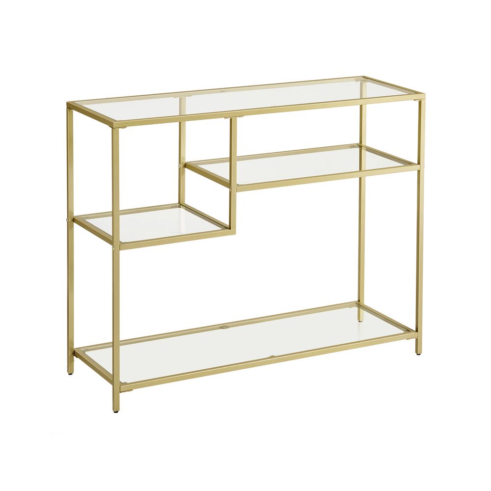 Nancy's Verwood Consoletafel Goud - Stalen Frame - Gehard Glas - Bijzettafel - Dressoir - Modern - 100 x 35 x 80 cm (BxDxH)