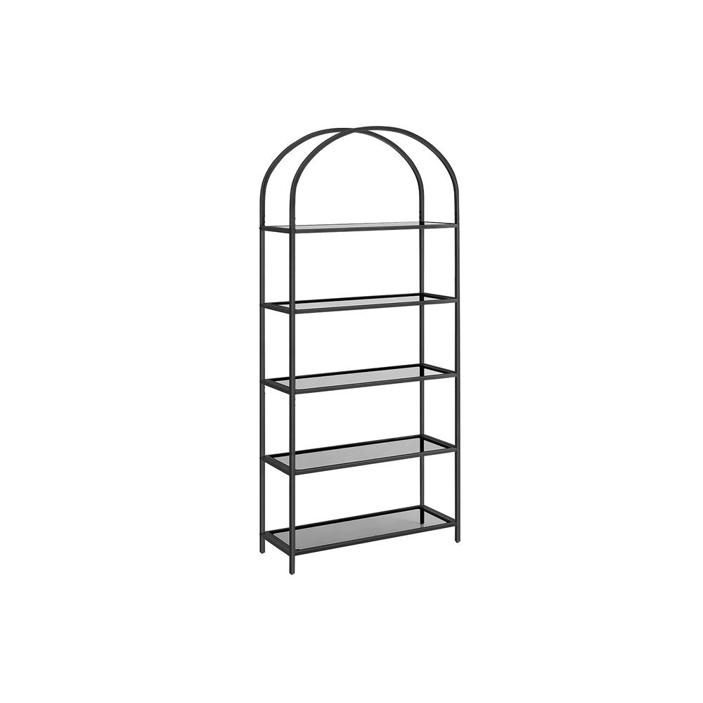 Nancy's Runcorn Boekenkast - Wandkast - Opbergkast - Zwart - Staal - Glas - 83 x 30,2 x 183,5 cm