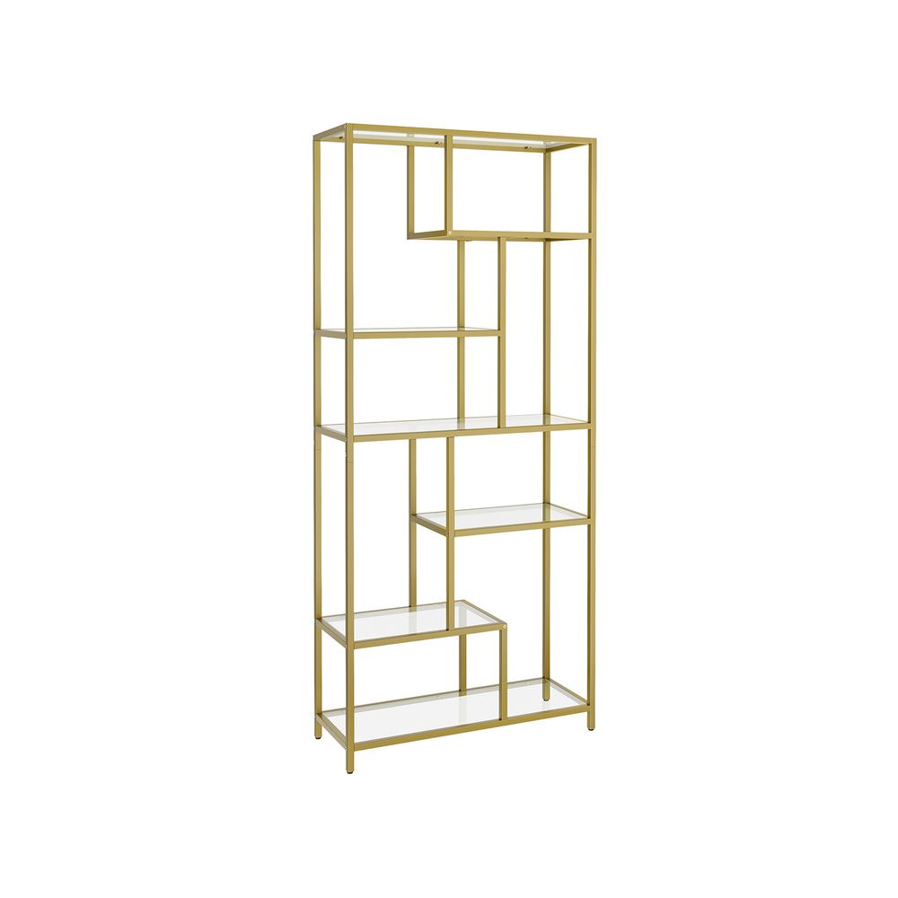 Nancy's Lara Boekenkast Goud Transparant - Wandkast - Opbergkast - Staande kast - 80 x 30 x 180 cm