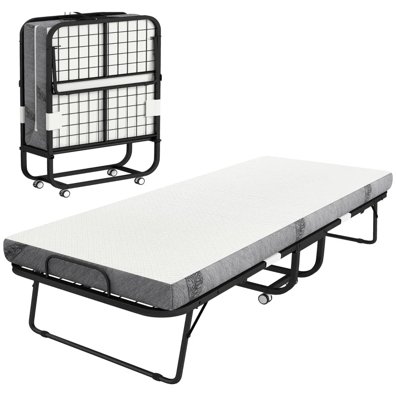 Nancy's Mirandola Logeerbed - Opklapbed - Vouwbed - Reisbed - Wit / Zwart