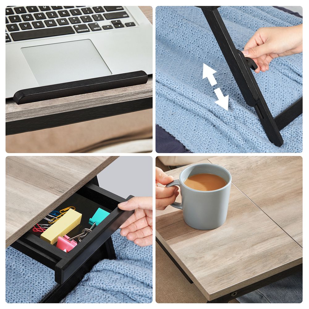 Nancy's Assergi Laptoptafel - Laptopstandaard - Verstelbare Hoogte - Grijs - Bamboe