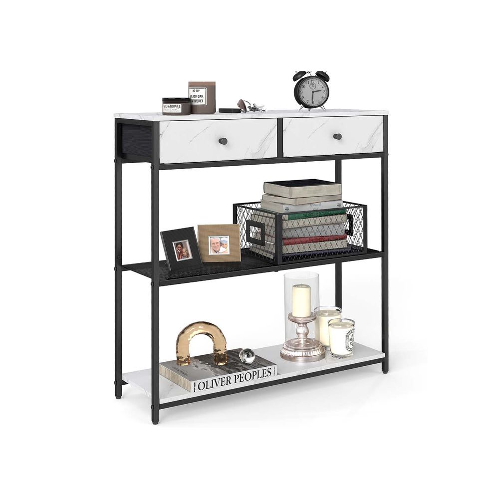 Nancy's Ogliastra Commode - Consoletafel - Marmerwit / Zwart - ± 75 x 25 x 80 cm