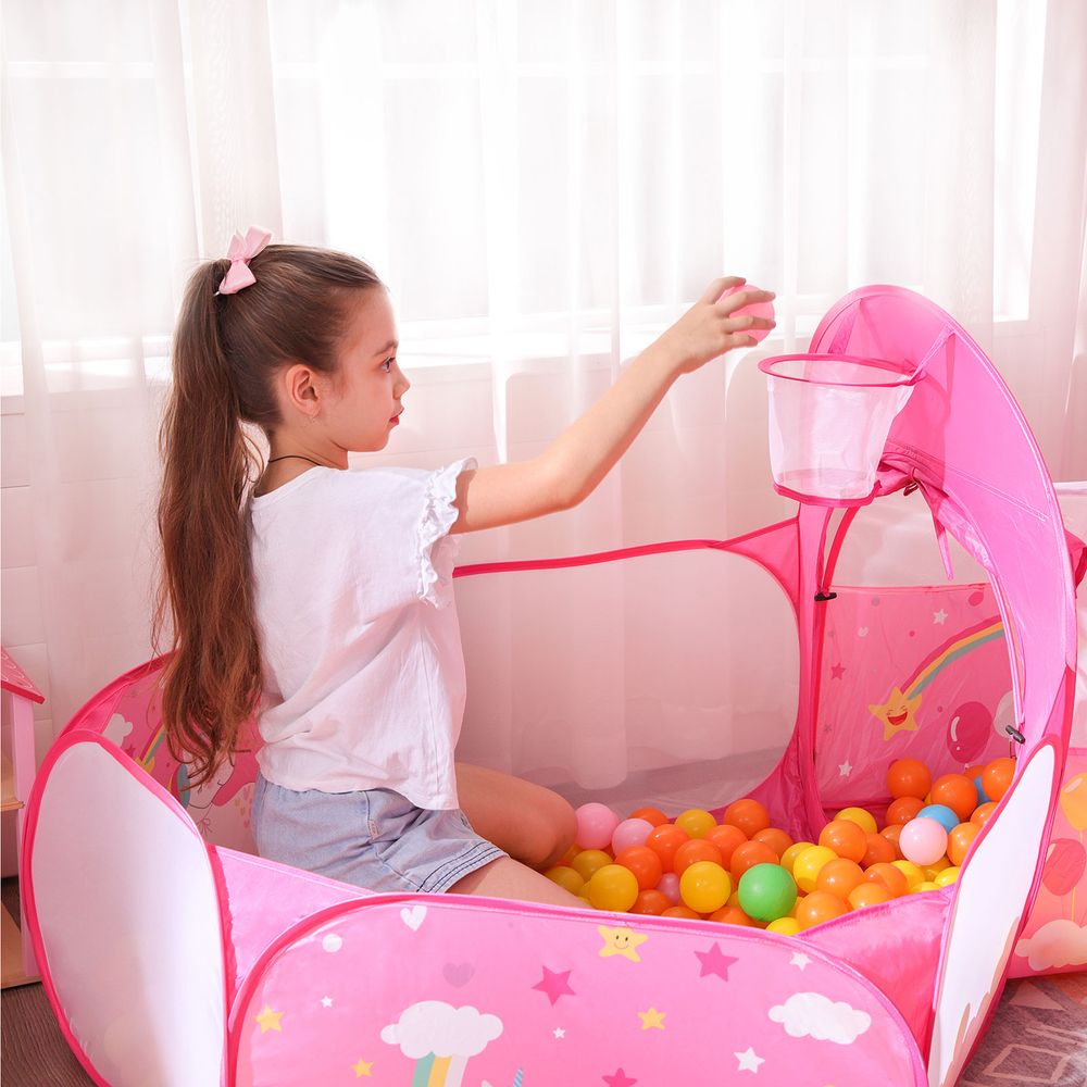 Nancy's 3-in-1 Speeltent Voor Kinderen - Ballenbak - Speelgoed - Speeltunnel - Roze