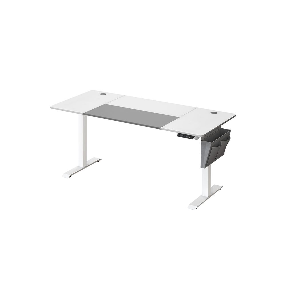 Bureau réglable Nancy's Assago - Bureau assis/debout - Bureau électrique - Blanc / Gris - 70 x 160 x (72-120) cm