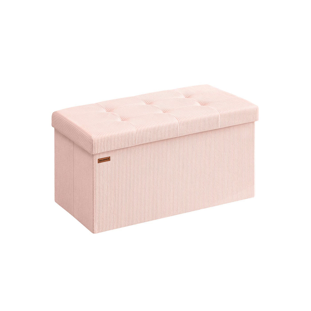 Nancy's Merate Opbergbank - Bankje met opbergruimte - Roze - Corduroy - ± 75 x 40 x 40 cm