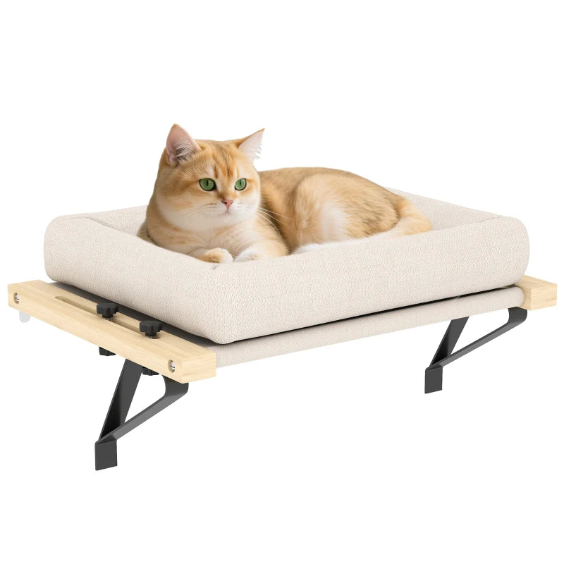Nancy's Nocera Kattenbed - Kattenplank - Verstelbaar - Crèmewit / Naturel - ± 50 x 35 x 25 cm