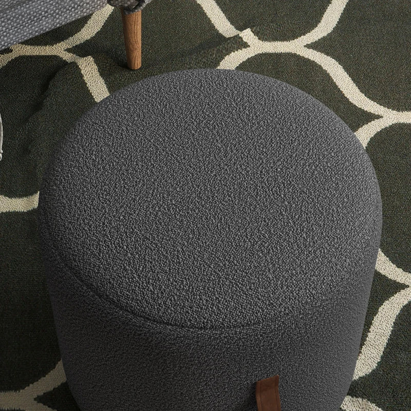 Nancy's Anzola Poef - Hocker - Donkergrijs - Ø 48 x 45 cm