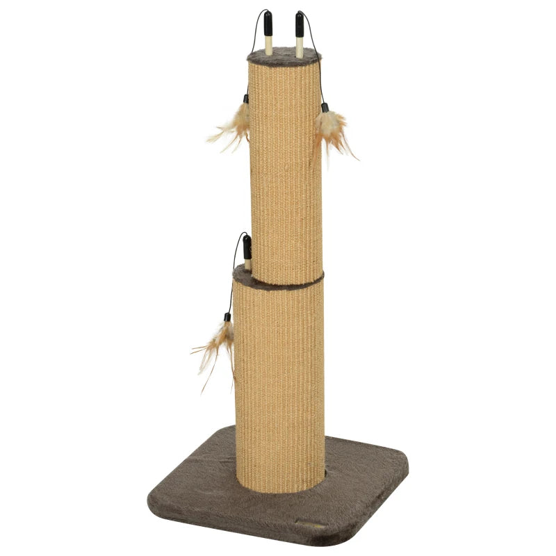 Arbre à chat Bobadela de Nancy avec plumes de jouet - Jouet pour chat - Jouet pour chat - Marron - ± 35 x 35 x 80 cm