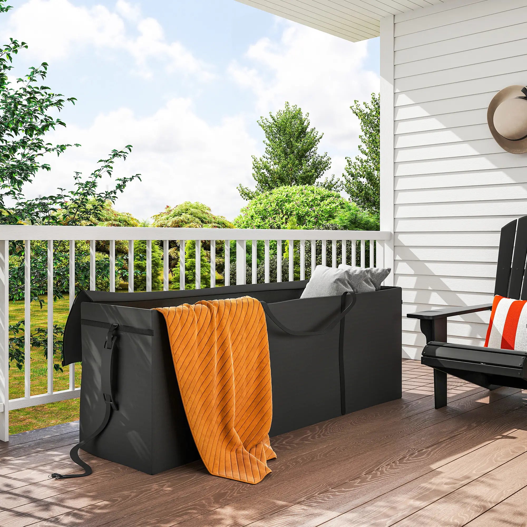 Nancy's Giarre Tuinkussenbox - Kussenbox - Opbergbox voor buiten - Zwart - 200 x 60 x 75 cm