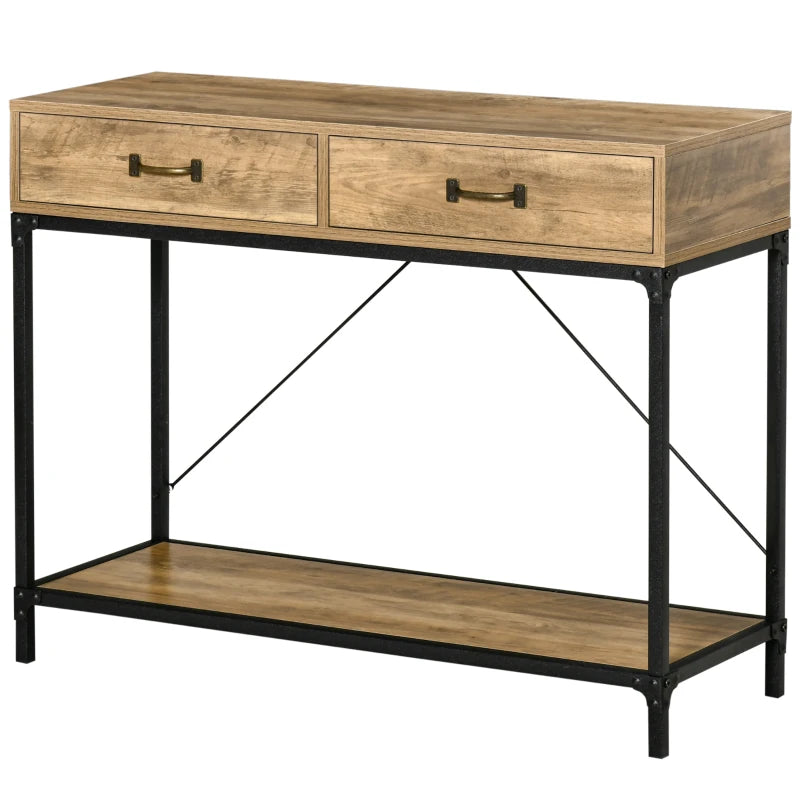 Nancy's Boivaes Sidetable - Consoletafel - Bijzettafel - Bruin / Zwart - Staal - ± 100 x 35 x 75 cm