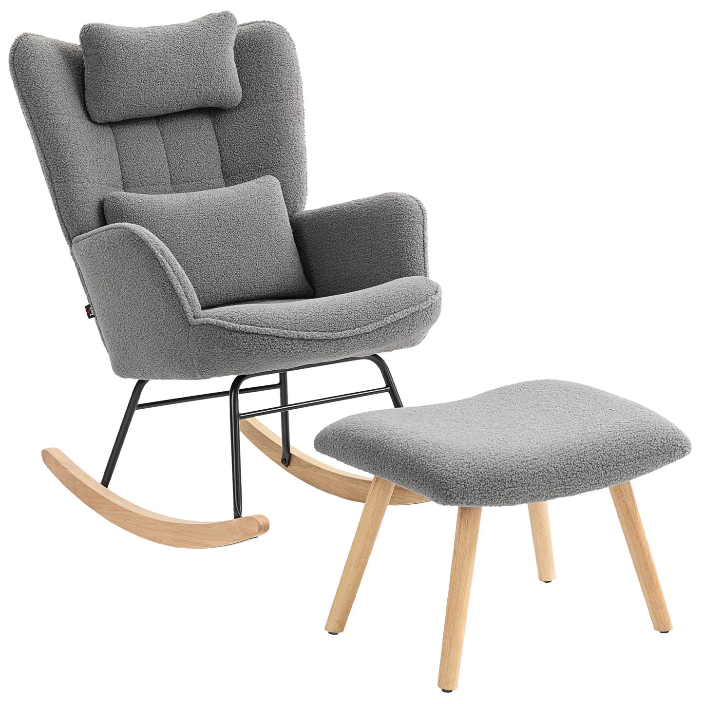 Nancy's Malcesine Schommelstoel - Relaxstoel - Relaxfauteuil - Grijs - Fleece