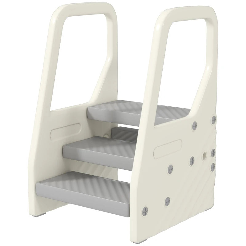 Tour d'apprentissage Sarah de Nancy - Escaliers pour enfants - Tabouret pour enfants - Ajustable - Gris / Blanc crème