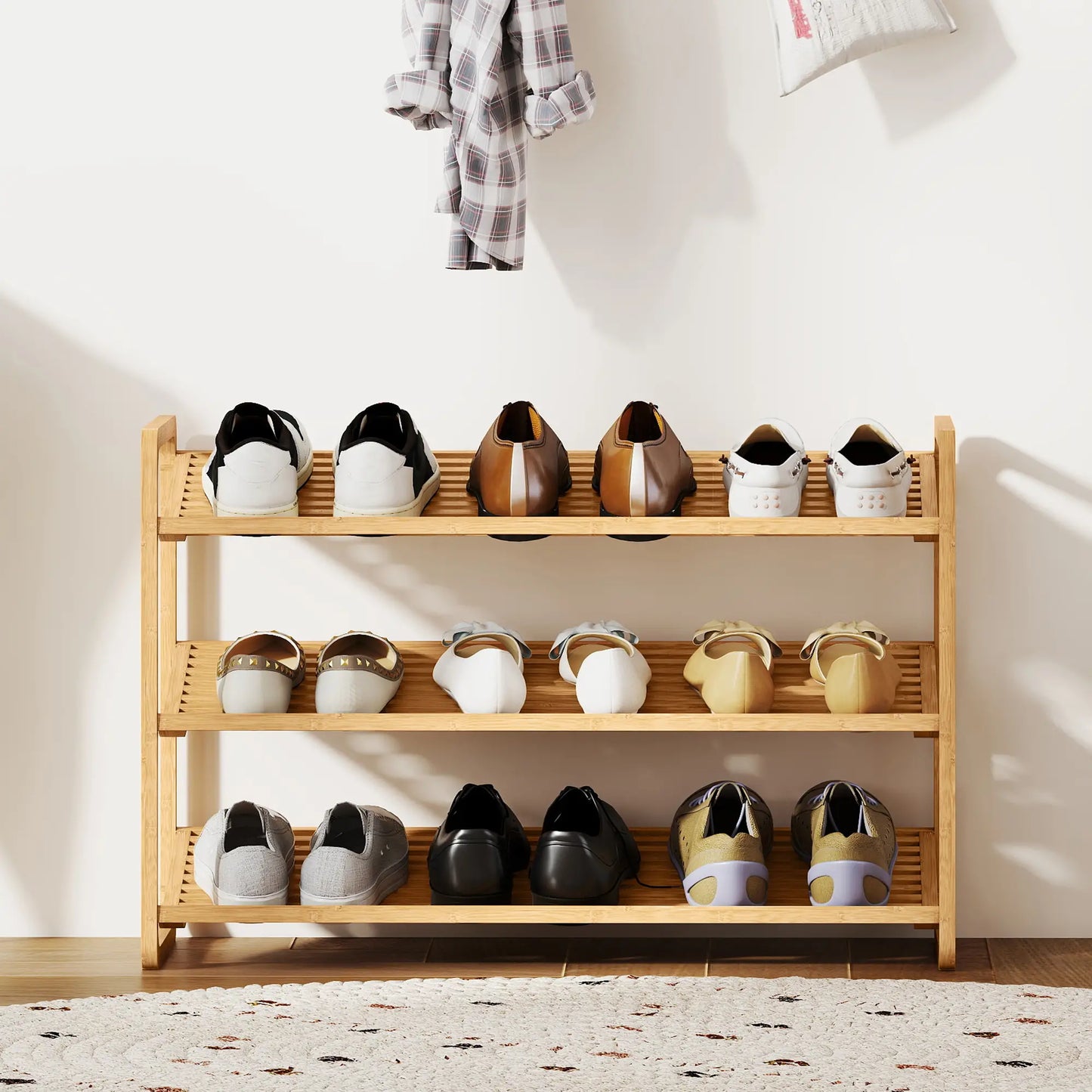 Nancy's Malfa Schoenenrek - Opbergrek voor schoenen - Naturel hout - Bamboe - ± 75 x 35 x 50 cm