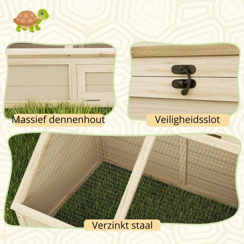 Nancy's Nibbiano Schilpaddenhuis - Schilpaddenverblijf - Schildpadhuis - Dennenhout - 120L x 55B x 20/50H cm