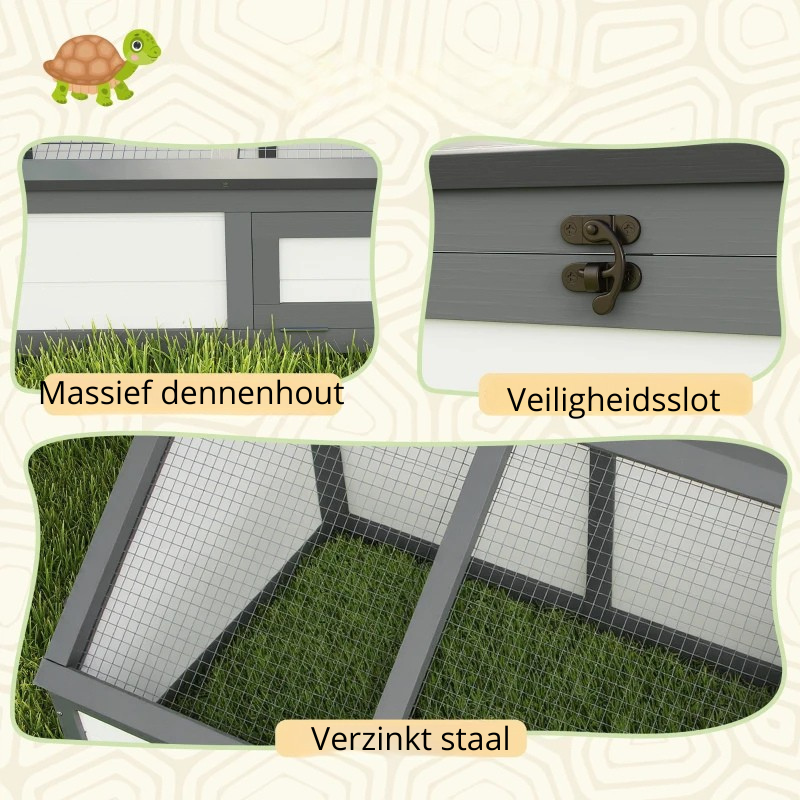 Nancy's Nuoro Schildpaddenverblijf - Schildpaddenhuis - Schildpadhuis - Wit - Dennenhout - 120L x 55B x 20/50H cm