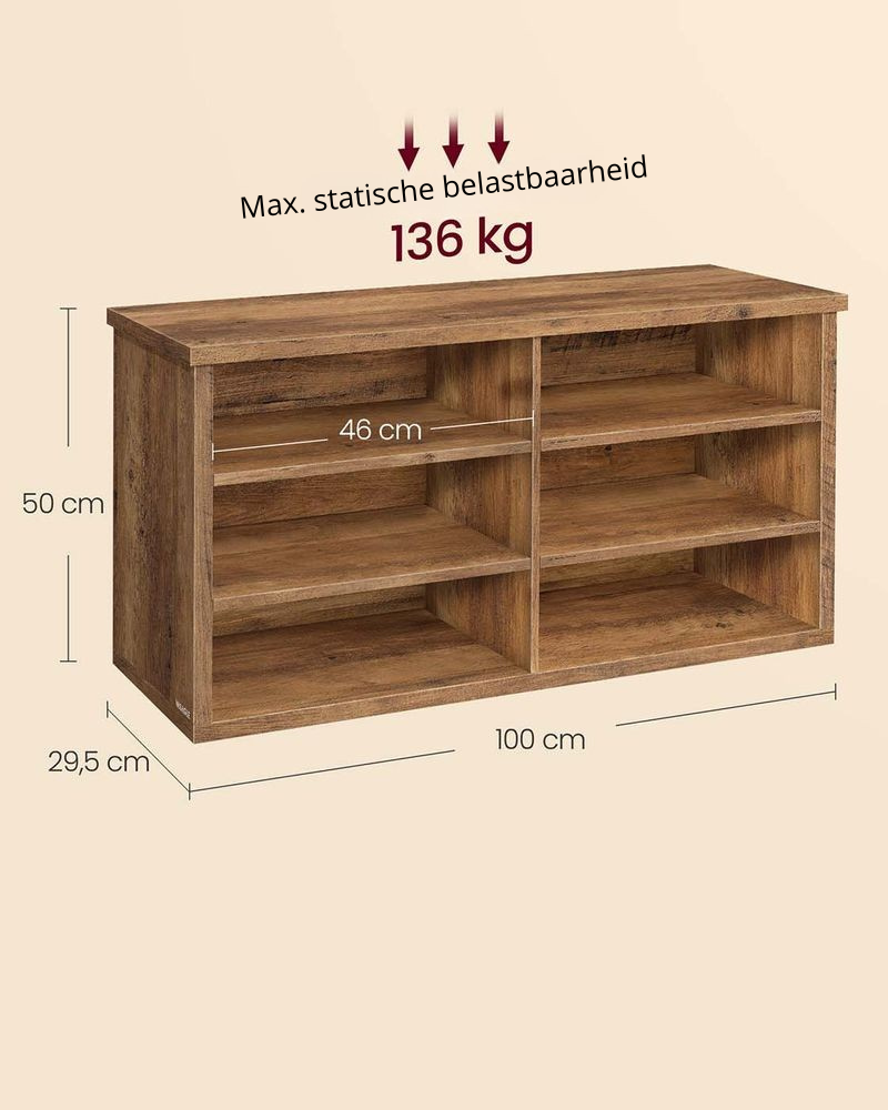 Nancy's Offagna Schoenenkast - Schoenenrek - Opbergkast voor schoenen - Honingbruin - ± 100 x 30 x 50 cm