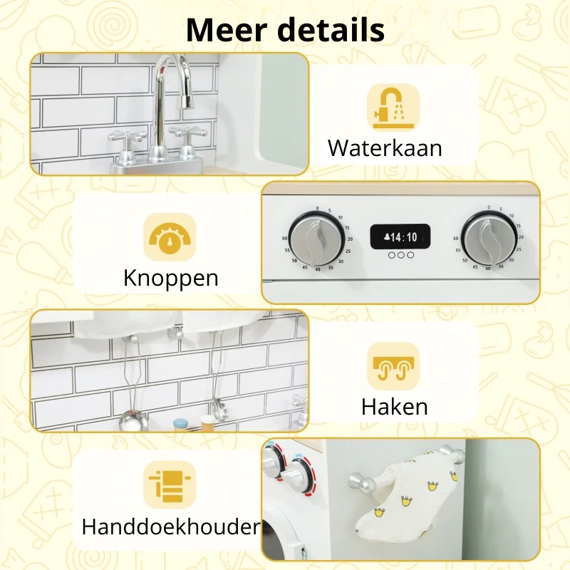 Nancy's Ortelle Kinderkeuken - Speelgoedkeuken - Speelkeukentje - Inclusief accessoires - Wit