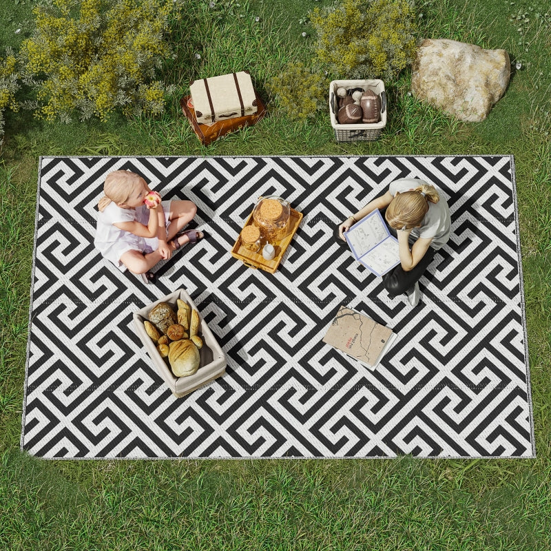 Tapis d'extérieur Nancy's Bavaro - Tapis de jardin - Tapis - Tapis de jardin - Noir / Blanc - 152 x 243 cm