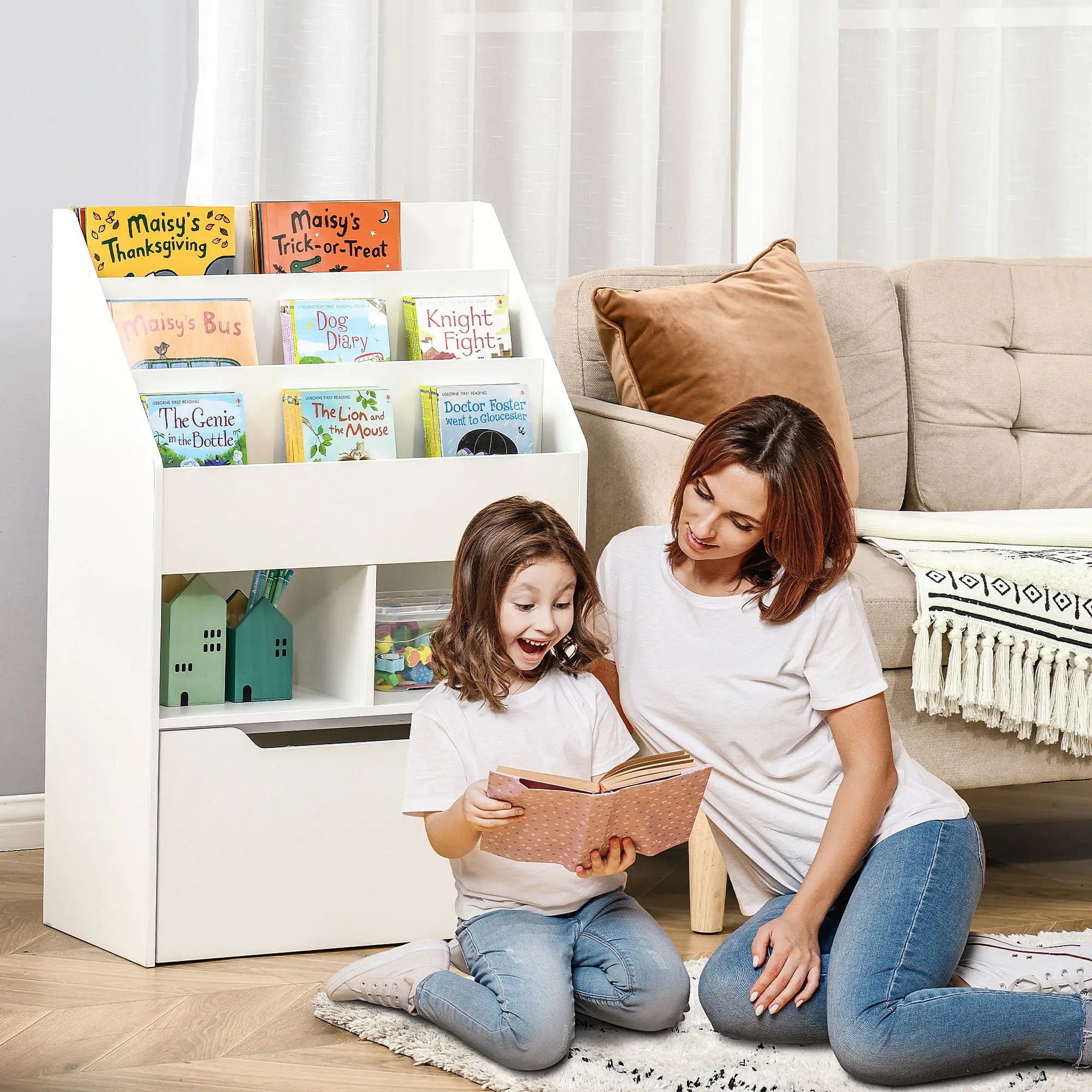 Nancy's Lorica Kinderkast - Kinderboekenkast - Speelgoedrek - Wit - ± 60 x 30 x 90 cm