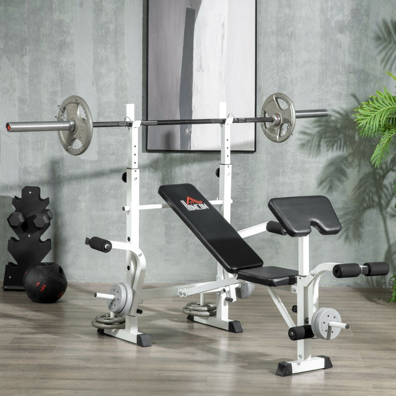 Nancy's Manizales Weight bench with barbell rack, chest press, leg press, armrest for bicep curls