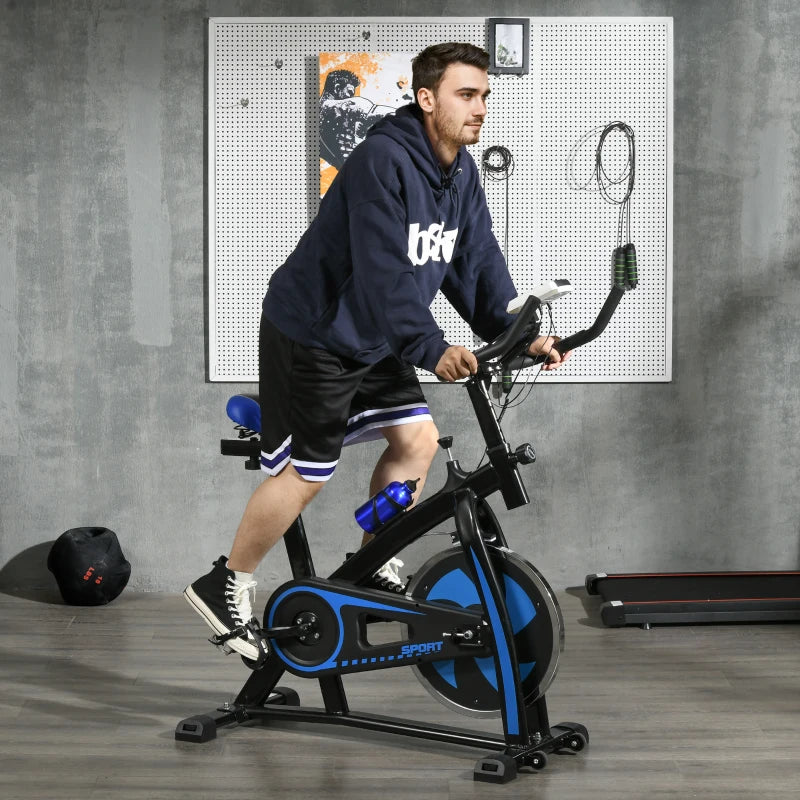 Nancy's Avolasca Hometrainer - Fietstrainer - Met Hartslagmonitor - Verstelbaar - Praktische Wielen - Blauw