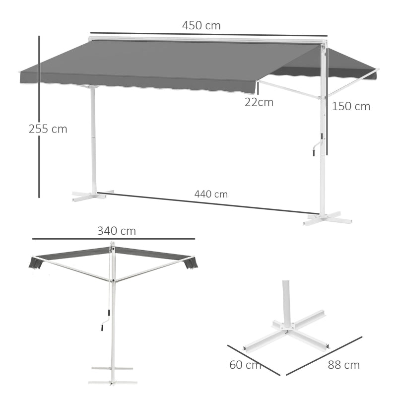 Nancy's Spalder Tuinmarkies - Terrasoverkapping - Vrijstaande luifel - Grijs - 450 x 340 cm