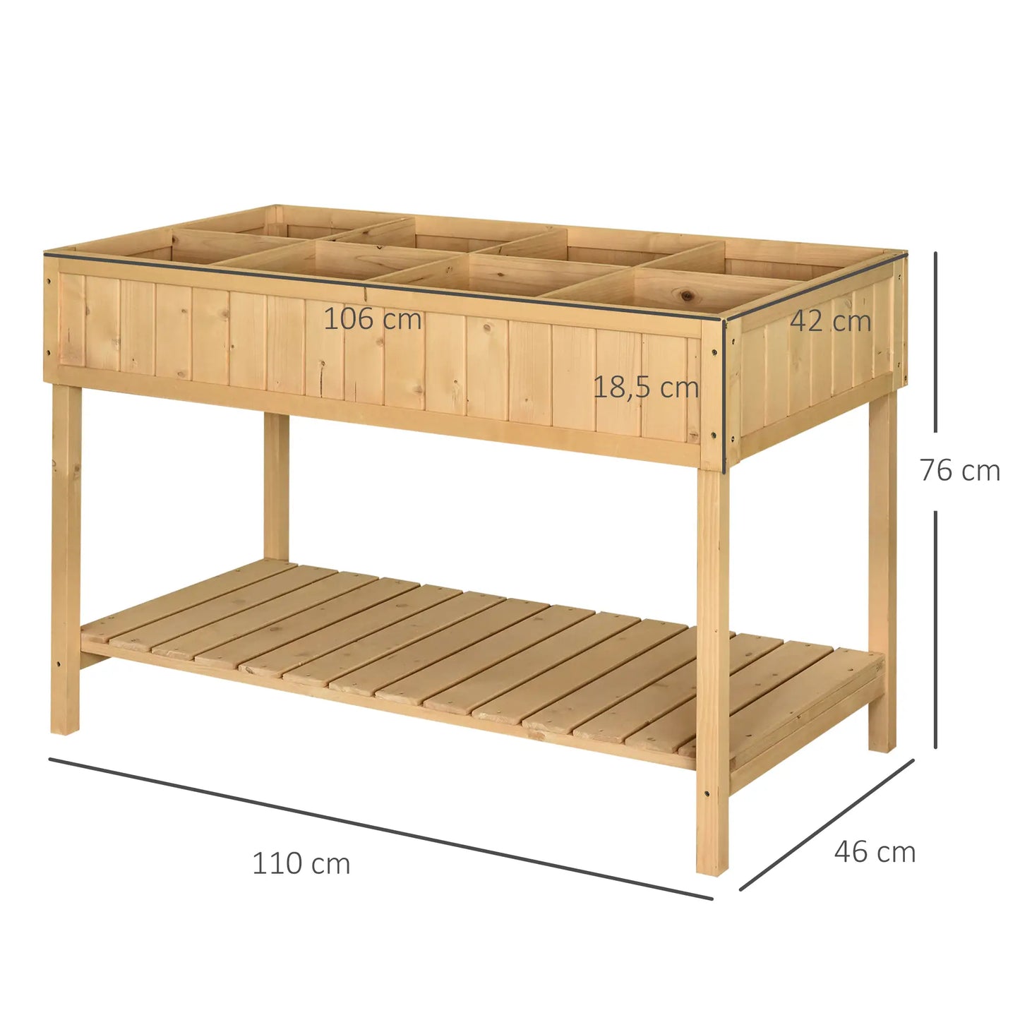 Nancy's Loreto Plantenbak - Bloembak - Dennenhout - ± 110 x 50 x 75 cm